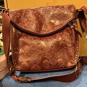 The Sak Embossed Burgundy Shoulder Bag